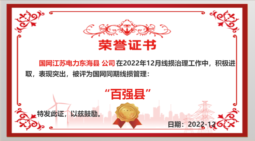 國網(wǎng)東?？h供電公司同期線損工作再獲佳績