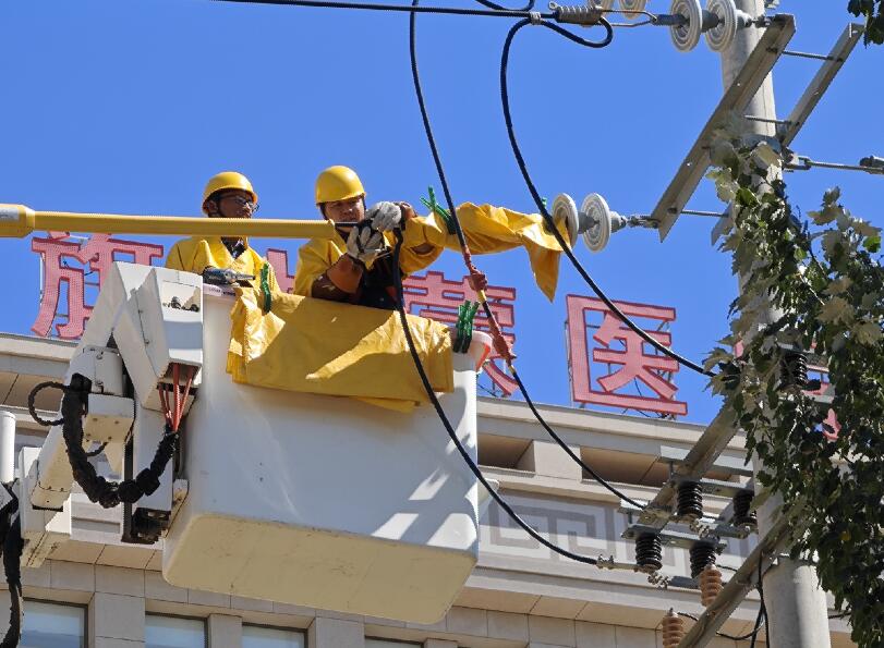 阿拉善供電公司迎夏峰帶電消缺，保醫(yī)電“汗”衛(wèi)民生