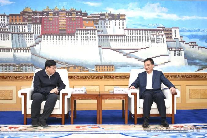 西藏自治區(qū)黨委書記王君正與國家電網(wǎng)公司董事長、黨組書記張智剛座談