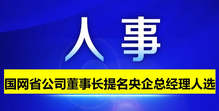 國網省公司董事長提名為央企總經理人選！